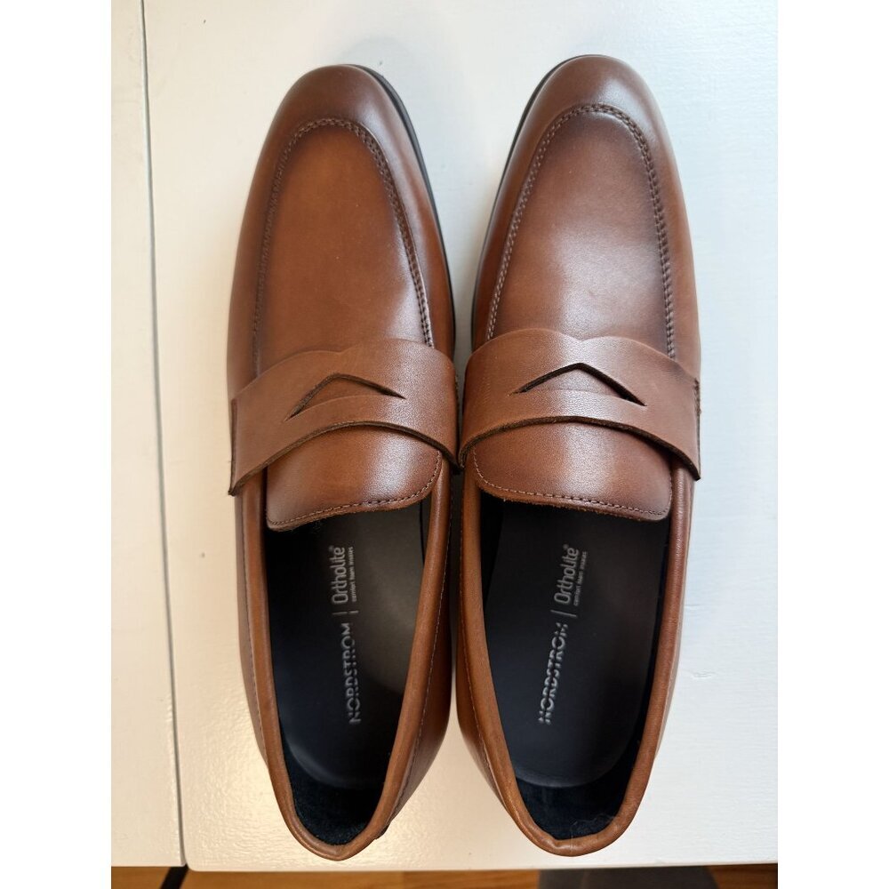 Nordstrom Edward Penny Loafer (Men) Brown Ochre Size 9.5, Ortholite, New $100 JB